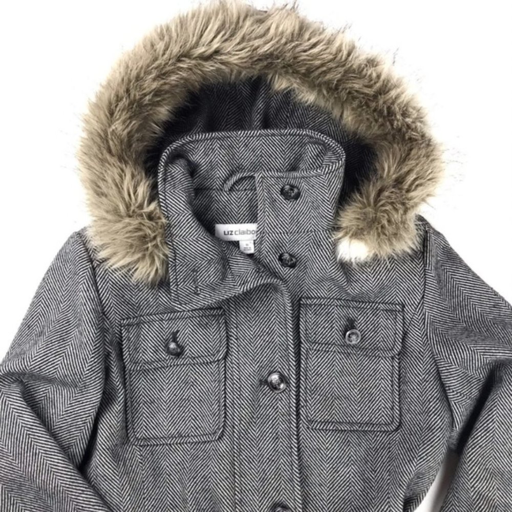 Liz Claiborne Peacoat with fur/Sz:S/EUC